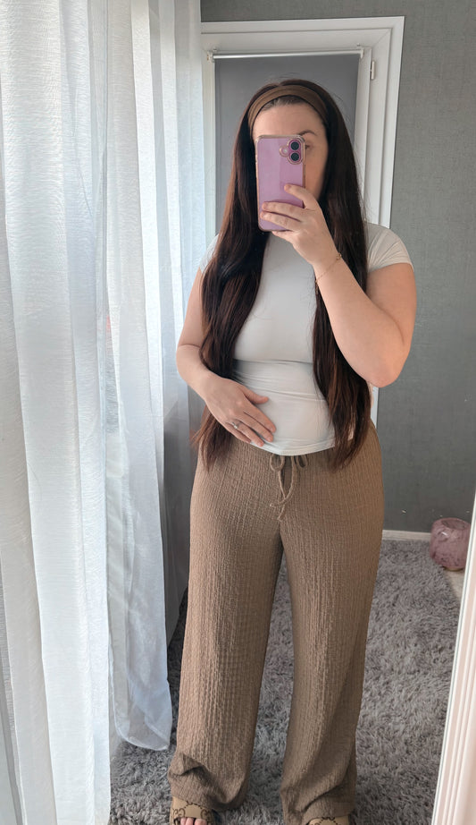 PANTALON FLUIDE MARRON CLAIR