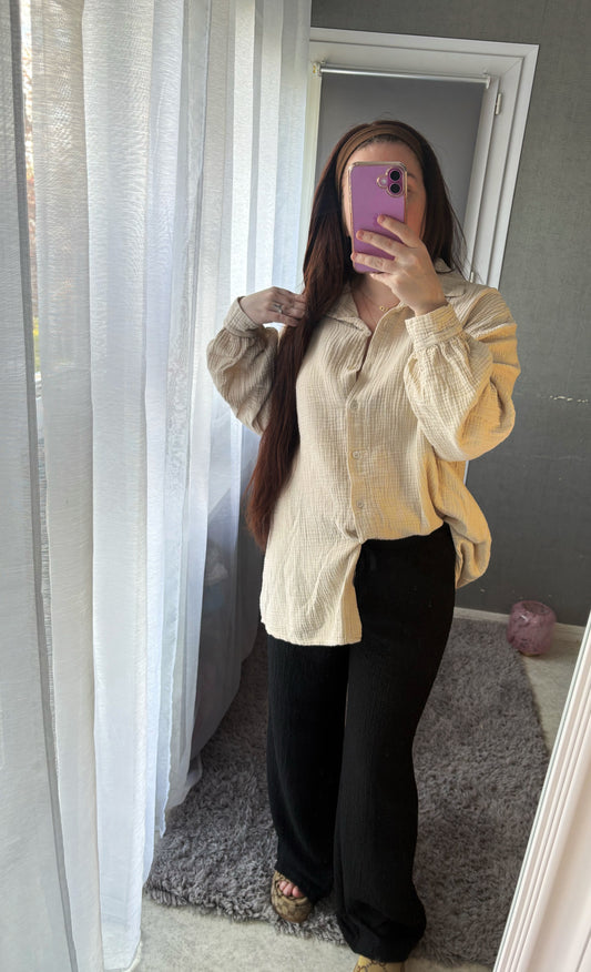 CHEMISE BEIGE EN GAZ DE COTON
